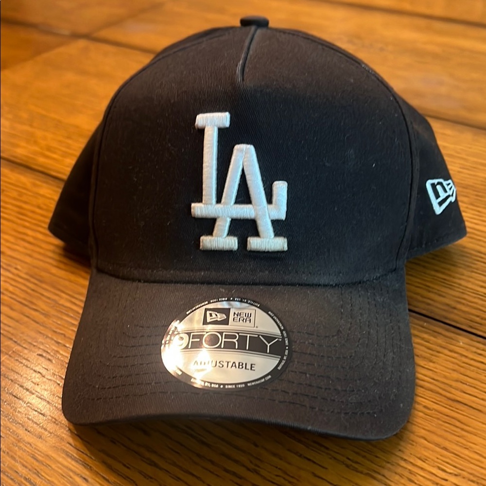 New Era Black Cap with White LA Logo